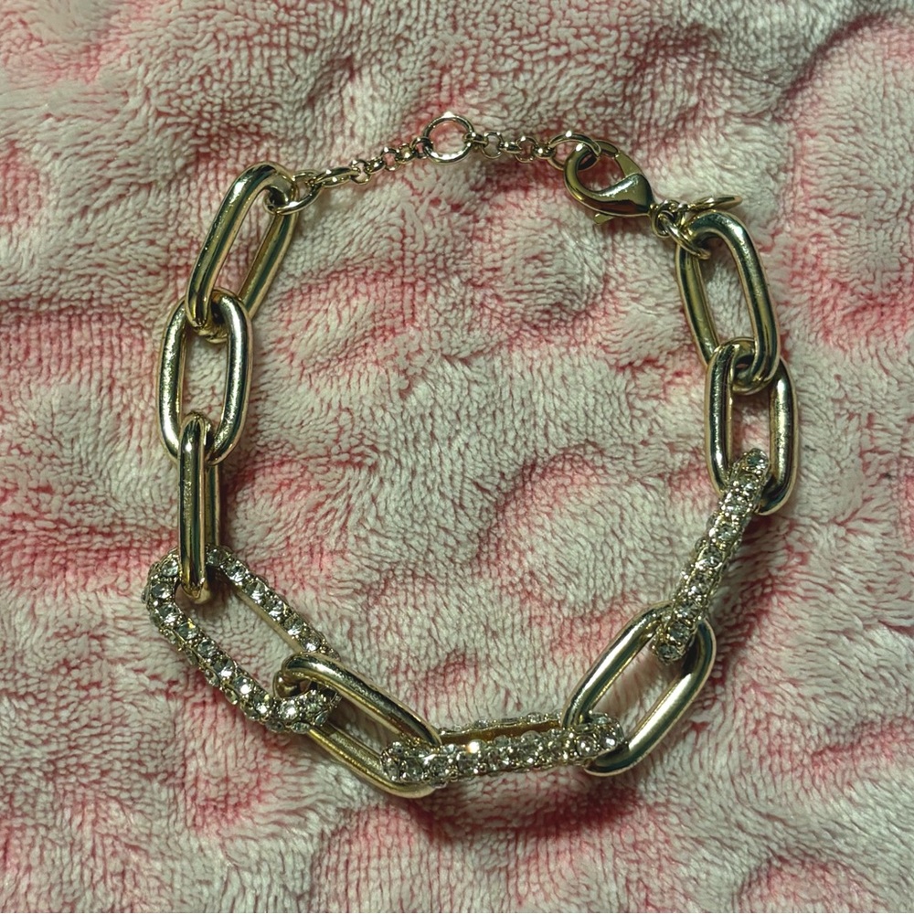 Gorgeous J. Crew Gold and Diamond Chain Bracelet